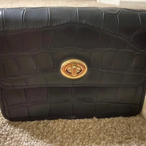 NWT $295 Coach Bowery Croc-Embossed Leather with Gold Crossbody Chain! - Picture 2 of 16